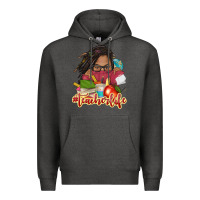 Charcoal Heather afro woman teacher life Premium Hoodie - NancyCooperArtShop