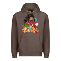 Coffee afro woman teacher life Premium Hoodie - NancyCooperArtShop