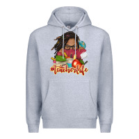 Heather Grey afro woman teacher life Premium Hoodie - NancyCooperArtShop