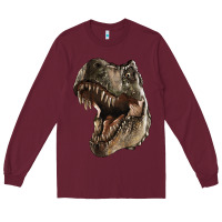 Burgundy Tyrannosaurus T Rex Face Long Sleeve Tee - LillyAllenDesigns