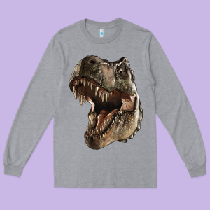 Tyrannosaurus T Rex Face Long Sleeve Tee Designed By Lillyallendesigns