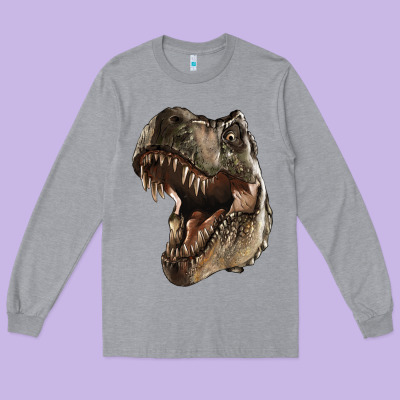 Tyrannosaurus T Rex Face Long Sleeve Tee Designed By Lillyallendesigns
