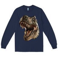 Navy Tyrannosaurus T Rex Face Long Sleeve Tee - LillyAllenDesigns