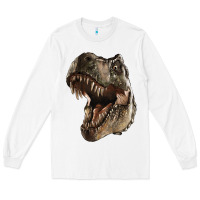 White Tyrannosaurus T Rex Face Long Sleeve Tee - LillyAllenDesigns
