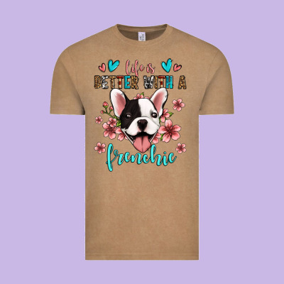 Life Is Better With A Frenchie Vintage Tee Designed By Jasminsmagicworld