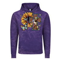Cloud Purple leopard cross sunflower butterfly Vintage Hoodie - JahusDesignShop