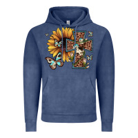 Vintage Denim leopard cross sunflower butterfly Vintage Hoodie - JahusDesignShop