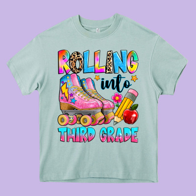 Rolling Into Third Grade Heavy Core Tee Designed By Texasbilliewilder