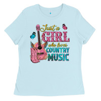Baby Blue just a girl who loves country music Ladies Tee - texasbilliewilder