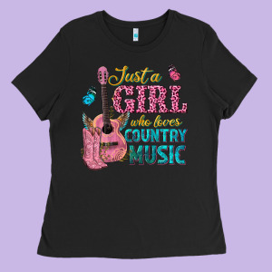 Just A Girl Who Loves Country Music Ladies Tee Designed By Texasbilliewilder