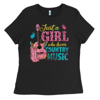 Black just a girl who loves country music Ladies Tee - texasbilliewilder