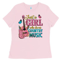Bubblegum Pink just a girl who loves country music Ladies Tee - texasbilliewilder