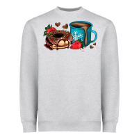 Heather Grey donut coffee strawberry Heavyweight Sweatshirt - AdoDesignShop