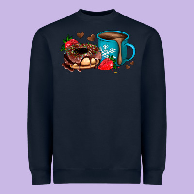 Donut Coffee Strawberry Heavyweight Sweatshirt Designed By Adodesignshop