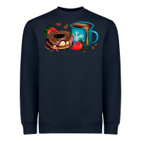 Navy donut coffee strawberry Heavyweight Sweatshirt - AdoDesignShop