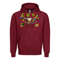 Burgundy cowboy christmas Zipper Hoodie - MaliasSmallBusiness