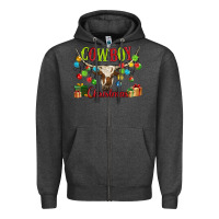 Charcoal Heather cowboy christmas Zipper Hoodie - MaliasSmallBusiness