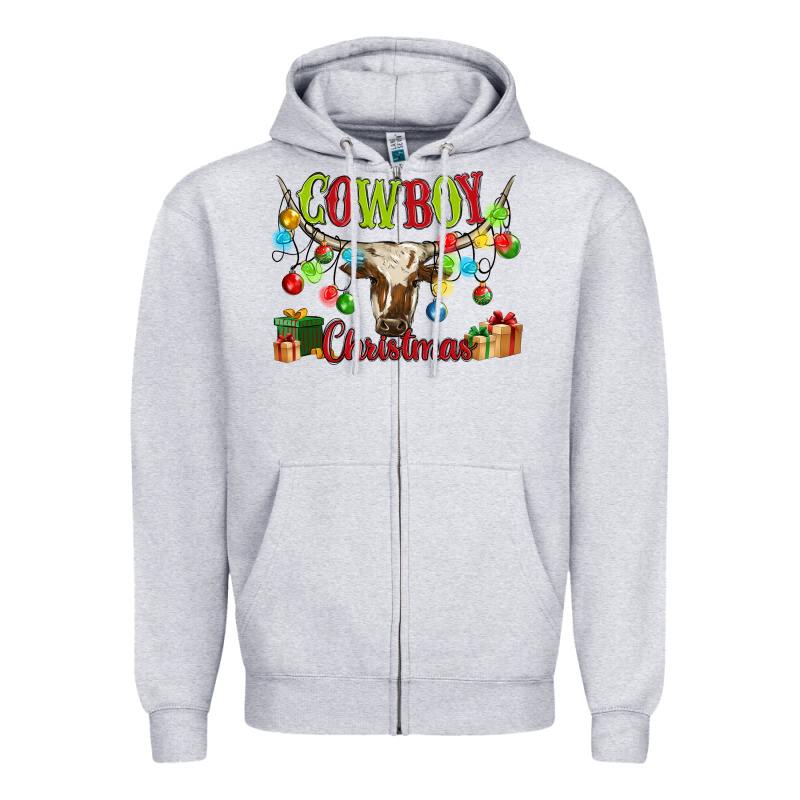 Cowboy Christmas Zipper Hoodie by MaliasSmallBusiness | Teevron