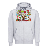 Heather Grey cowboy christmas Zipper Hoodie - MaliasSmallBusiness