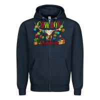 Navy cowboy christmas Zipper Hoodie - MaliasSmallBusiness