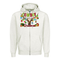 Oatmeal Heather cowboy christmas Zipper Hoodie - MaliasSmallBusiness