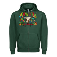 Sports Green cowboy christmas Zipper Hoodie - MaliasSmallBusiness