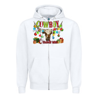 White cowboy christmas Zipper Hoodie - MaliasSmallBusiness
