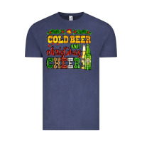 Vintage Denim cold beer and christmas cheer with beer bottles Vintage Tee - AdoDesignShop
