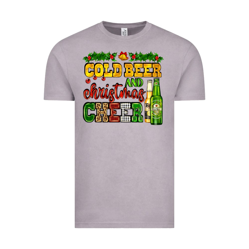 Cold Beer And Christmas Cheer With Beer Bottles Vintage Tee by AdoDesignShop | Teevron