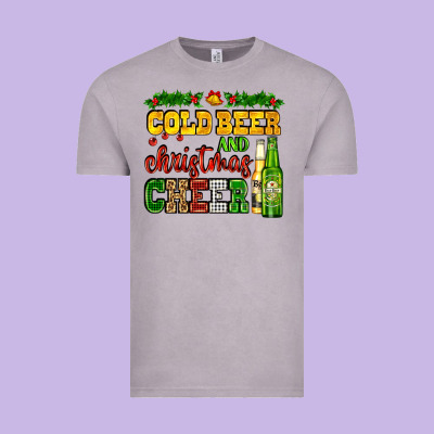 Cold Beer And Christmas Cheer With Beer Bottles Vintage Tee Designed By Adodesignshop