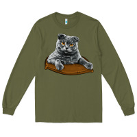 Army Green Scottish Fold Long Sleeve Tee - LillyAllenDesigns