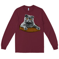 Burgundy Scottish Fold Long Sleeve Tee - LillyAllenDesigns