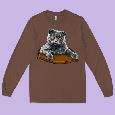 Scottish Fold Long Sleeve Tee Designed By Lillyallendesigns