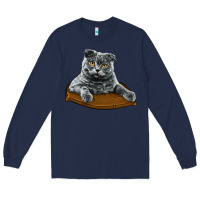 Navy Scottish Fold Long Sleeve Tee - LillyAllenDesigns