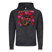 Vintage Black valentine's day  dachshund puppy Vintage Hoodie - RanaPortraitStore
