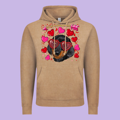 Valentine's Day  Dachshund Puppy Vintage Hoodie Designed By Ranaportraitstore