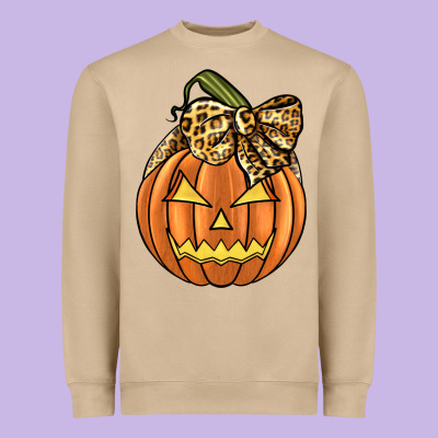 Leopard Ribbon Halloween Pumkin Heavyweight Sweatshirt Designed By Jahusdesignshop
