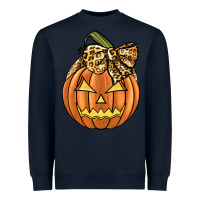 Navy Leopard Ribbon Halloween Pumkin Heavyweight Sweatshirt - JahusDesignShop
