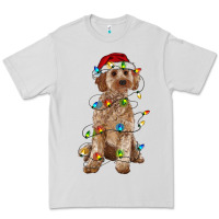 Dove Grey cockapoo with christmas lights Premium Tee - RanaPortraitStore