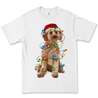 White cockapoo with christmas lights Premium Tee - RanaPortraitStore