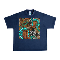 Navy cowboy boot and gemstone Urban Heavy Tee - BundleAndBundleShop