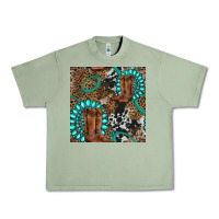 Oil Green cowboy boot and gemstone Urban Heavy Tee - BundleAndBundleShop