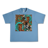 Pebble Blue cowboy boot and gemstone Urban Heavy Tee - BundleAndBundleShop