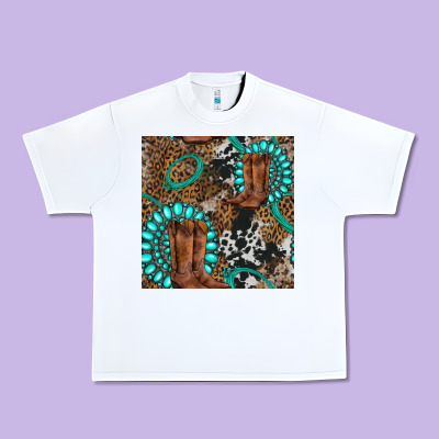 Cowboy Boot And Gemstone Urban Heavy Tee Designed By Bundleandbundleshop