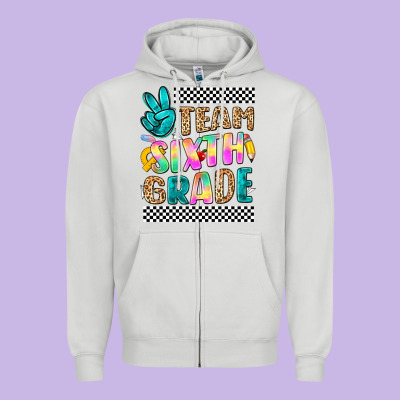 Team Sixth Grade Zipper Hoodie Designed By Nancycooperartshop