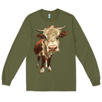 Army Green Hereford Heifer Long Sleeve Tee - LillyAllenDesigns