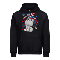 Black fourth of july hippopotamus Urban Hoodie - CowGirlArtShop