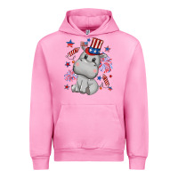 Fuchsia Pink fourth of july hippopotamus Urban Hoodie - CowGirlArtShop