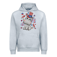Heather Grey fourth of july hippopotamus Urban Hoodie - CowGirlArtShop
