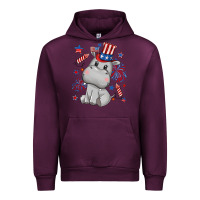 Mauve Wine fourth of july hippopotamus Urban Hoodie - CowGirlArtShop